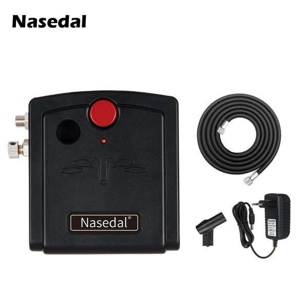 

nasedal mini airbrush air compressor with airbrush holder air hose for nail art makeup tattoo model car painting cake decoration
