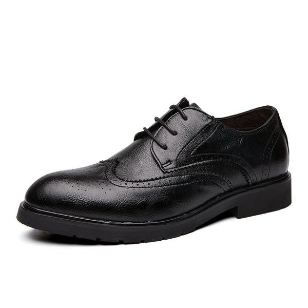 

large size 38-46 men leather wedding shoes male dress shoes business flats lace-up comfortable formal footwear sapato masculino, Black