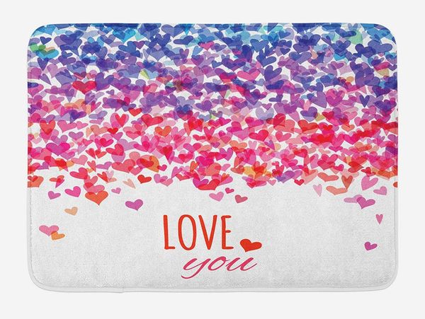 

love doormat hearts and love you message romantic valentine's day inspired springtime cheerful art home decor floor mat rugs