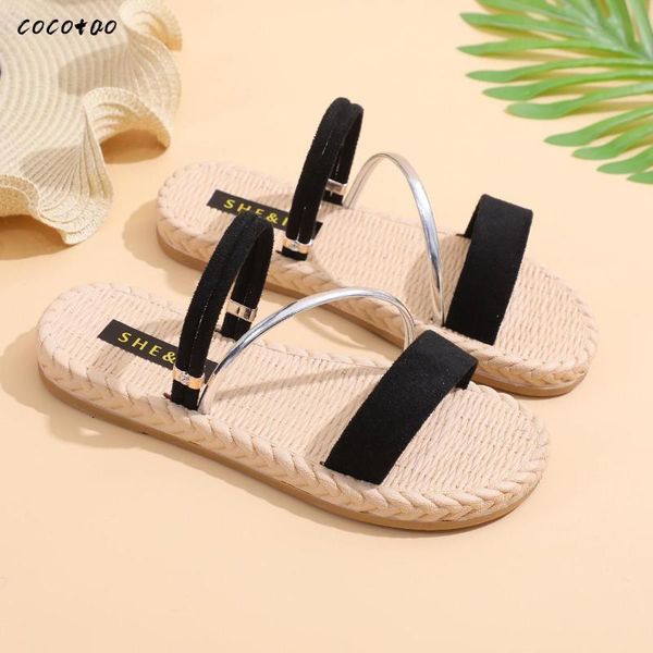 

simple wild fashion sandals female 2020 summer early summer deodorant lazy two wearing roman sandals and slippers, Black