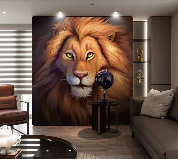 Neue 3D Wallpaper Wandbilder Goldener Löwen 3 D Wallpaper für Wände für jeden Raum Hintergrund Wandmalerei