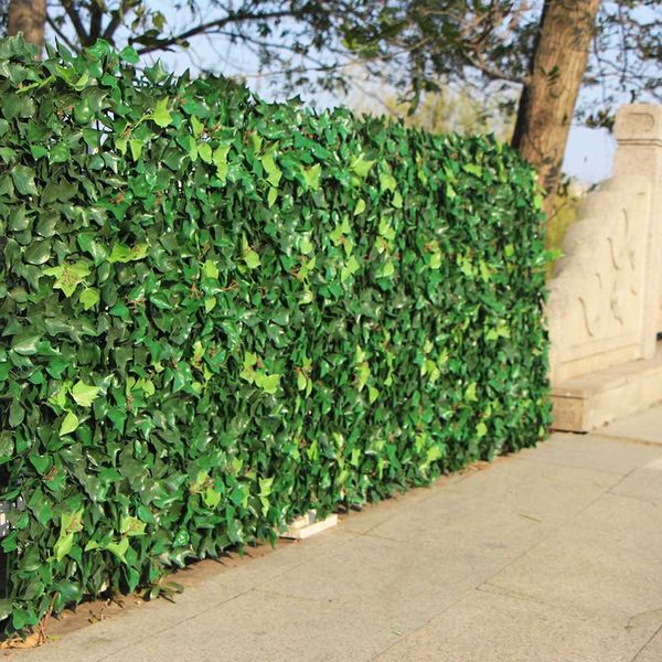 

artificial hedge leaves plants fake ivy wall 10"x10" plastic vertical garden uv proof privacy backyards wedding decorations
