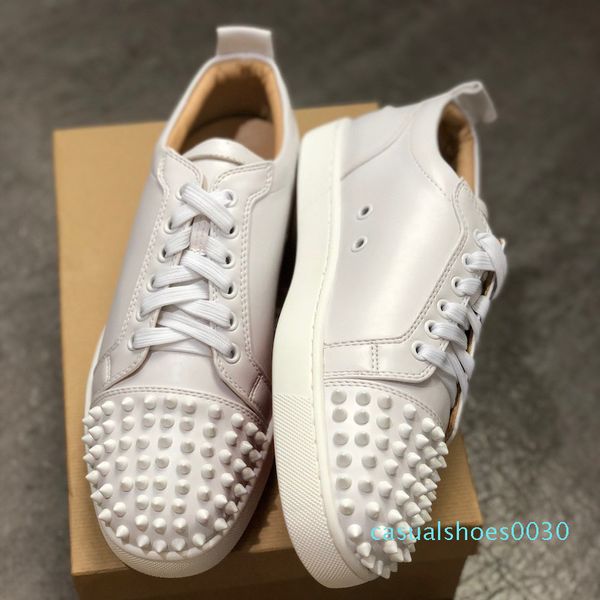 

designer shoes red bottom junior studded spikes sneakers mens real leather trainers party shoes us 5-12.5 c30, Black