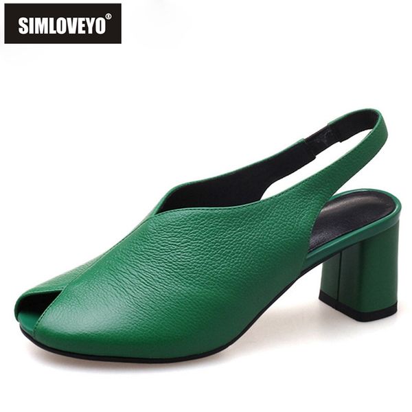 

simloveyo women sandals heel summer open toe genuine leather shoes woman sandalias ladies gladiator pumps sandals a2926, Black