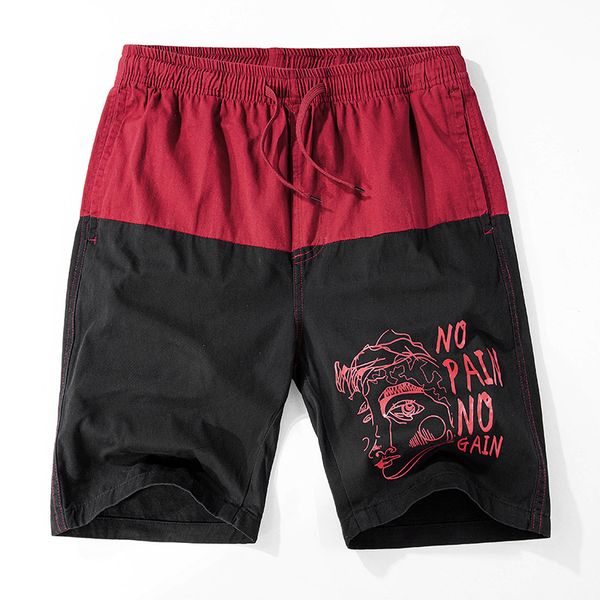 

new casual shorts men elastic waist summer beach cotton bermuda knee length hiha print pattern breathable shorts quick dry, White;black