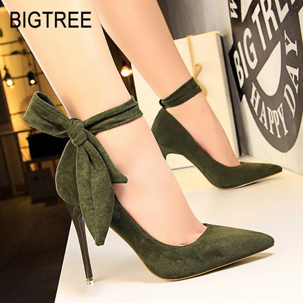 

bigtree shoes women high heels classic pumps women shoes suede wedding spring ankle strap stiletto party, Black;white