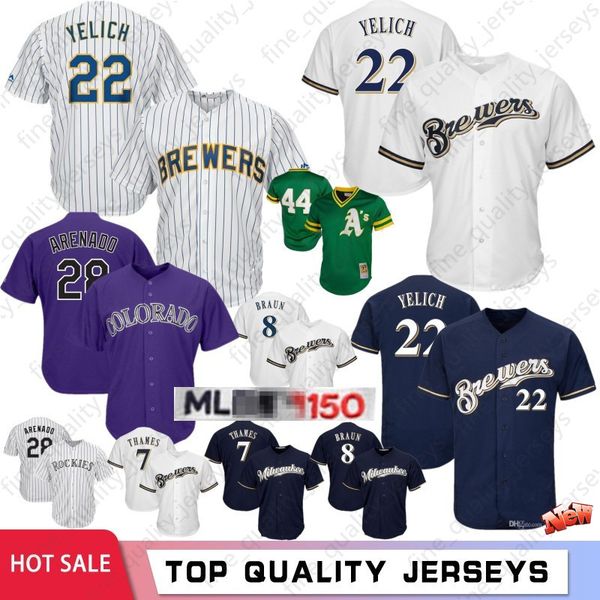 

22 christian yelich milwaukee mens jerseys brewers 8 ryan braun 28 arenado colorado 27 story rockies 19 robin 7 rodriguez new 2020, Blue;black