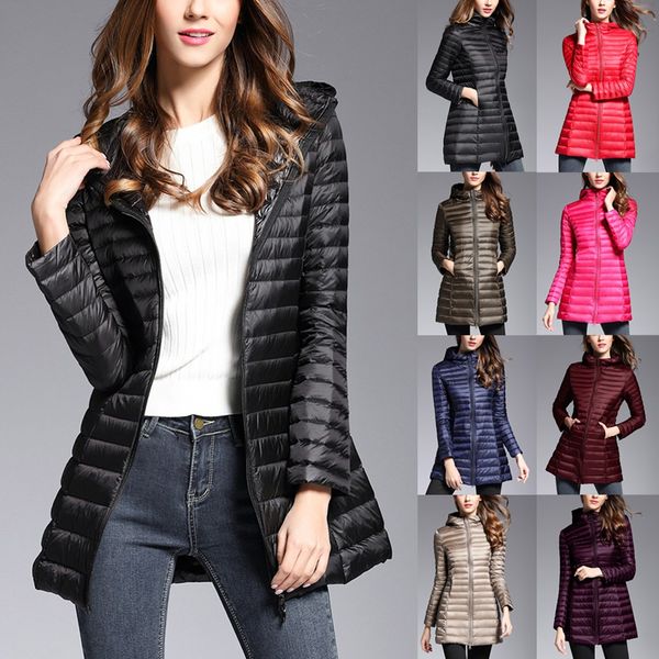 

abrigos mujer invierno 2019 winter coat womens long down jacket winter jackets slim long sleeve overcoat chaqueta mujer, Black