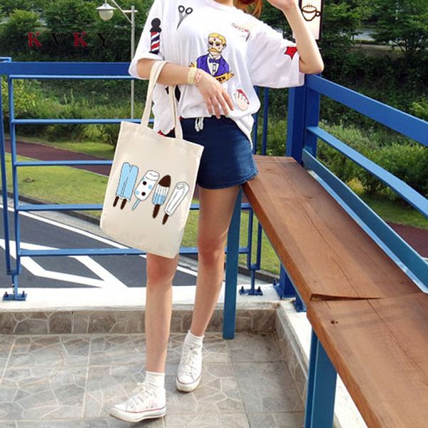 

women large capacity canvas shopping bags foldable cotton fabric bag female tote shoulder bag bolsa reutilizable eco shopper