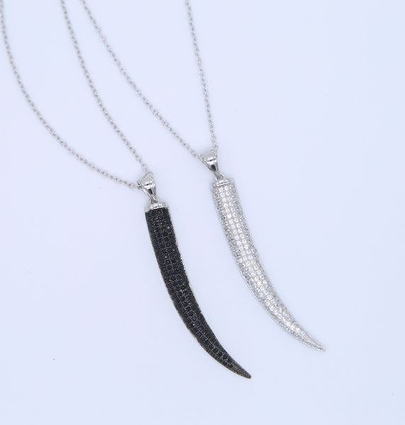 

vintage crescent moon black gold color chain 925 silver necklaces for women ethnic ox horn two layers charm necklaces jewelry