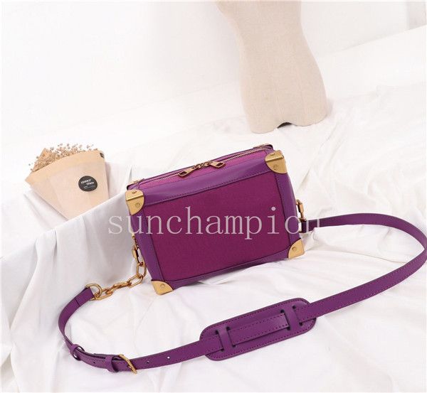 

female mini soft trunk genuine leather clutch bags hign end version handbag for women female m44480 trunk hand bag