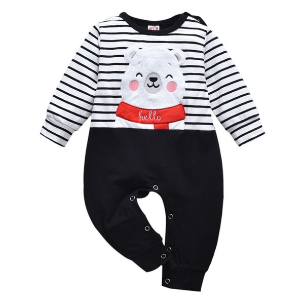 

autumn infant babyclothes girls boys long sleeve cartoon striped print rompers kids jumpsuit baby girl clothes, Blue