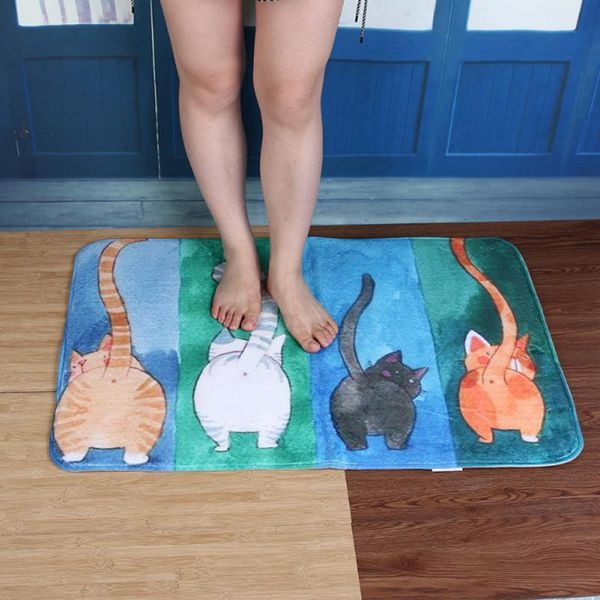 

bathroom carpet doorway floor antiskid absorbent cute false cat printing bath mat kitchen carpet rugs doormat tapete banheiro