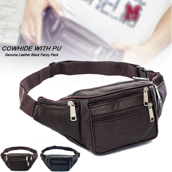 

2019 brand fashion men genuine leather waist packs men organizer travel waist pack necessity waist belt mobile phone bag