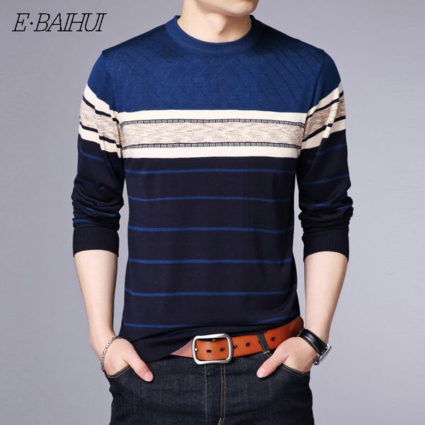 

e-baihui o-образным вырезом пуловер мужская брендовая одежда 2019 осень зима новое прибытие кашемира шерстяной свитер мужчины повседневная п, White;black