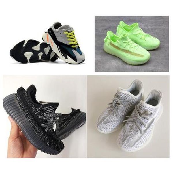 

new 2020 kids shoes kanye west zebra beluga wave runner grey orange black running shoes trainers for boy girl baby kids with box