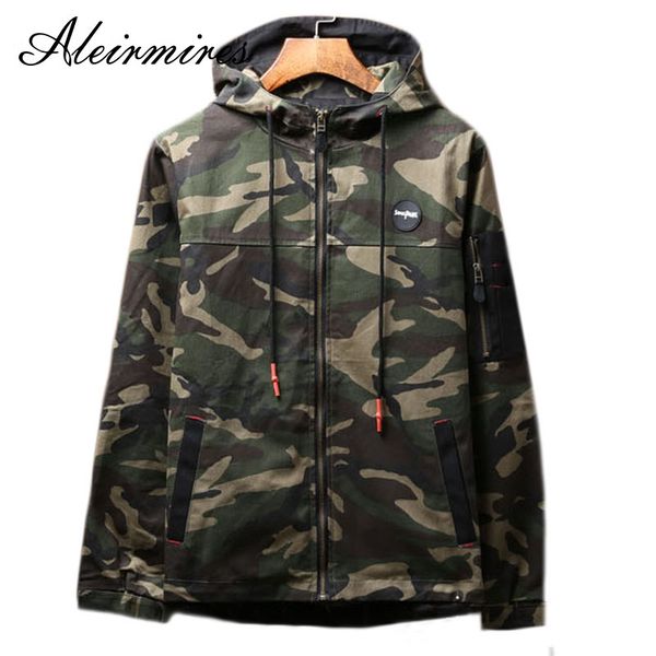 

hip hop men hooded camouflage jacket with letters printed at back new 2018 mens skateboarder jacket camo pattern hiphop, Black;brown