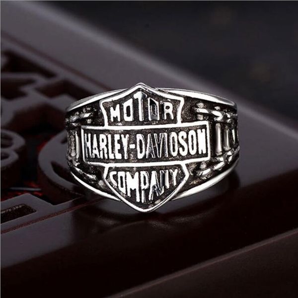 

fashion domineering letter motorcycle rider ring men's alloy ring gift, Silver