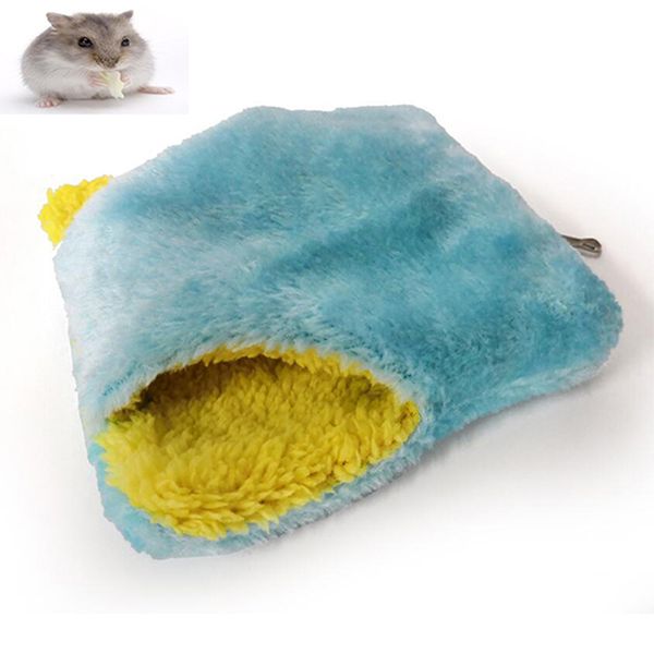 

soft fleece fleece small pet beds winter warm pet heated mat hamster tunnel double hole sleeping bag for cave bed