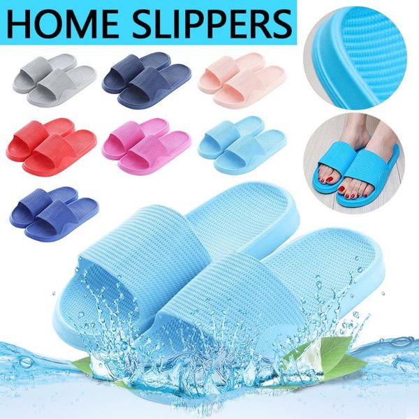 

flat home slipper men shoes large size couples home bathroom shower slipper non-slip slippers pool shoes for men drop, Black