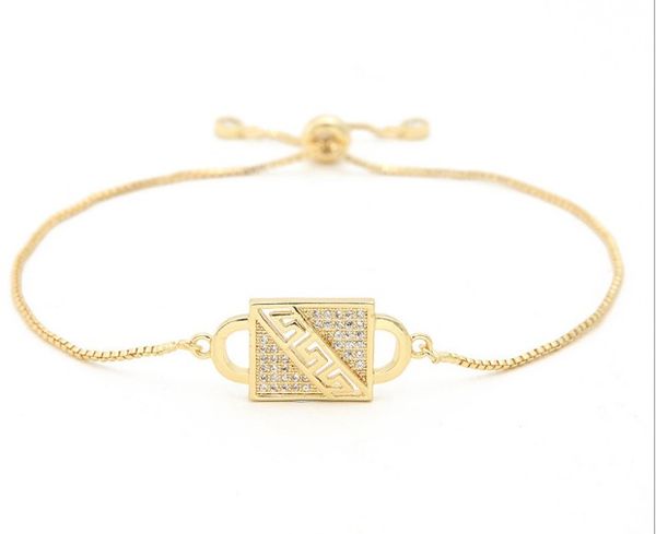 

4mm gold silver rose gold chain bracelet micro pave cz rope cubic zirconia adjusted macrame bracelet lock bangles sfre34 jewelry gift, Black