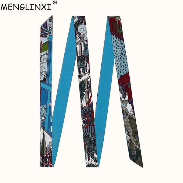 

city of animals" brand scarf long skinny fashion head scarves for ladies silk scarf for women 200cm bag ribbons female belt