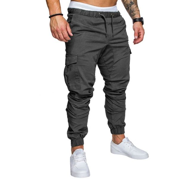 

2019 men pants fashion brand tooling pockets joggers new pants male trousers casual mens joggers solid sweatpants m-4xl, Black
