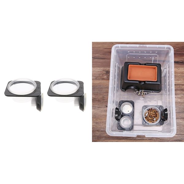 

4 piece easy clean detachable reptile turtle,gecko food water mealworm bowls