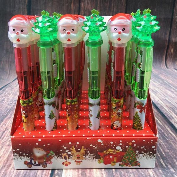

light up christmas pens stocking filler christmas ball pens snowman tree santa gift ballpoint pen, Blue;orange