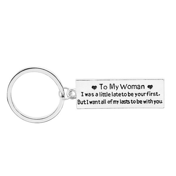 

12pc wholesale to my women engraved keychain valentine's day gift keychain for family wife girlfriend lover couple key ring hot, Silver