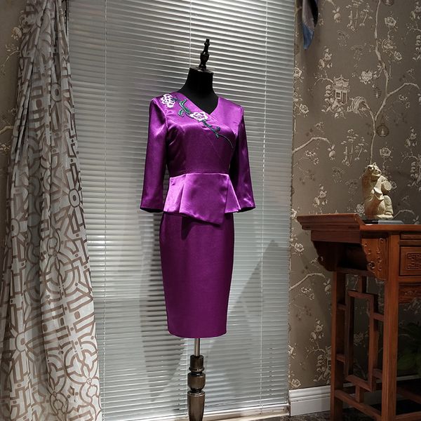 

chinese style luxury handmade women's skirts suit blazers suits spring new designers elegant office lady clothing purple, White;black