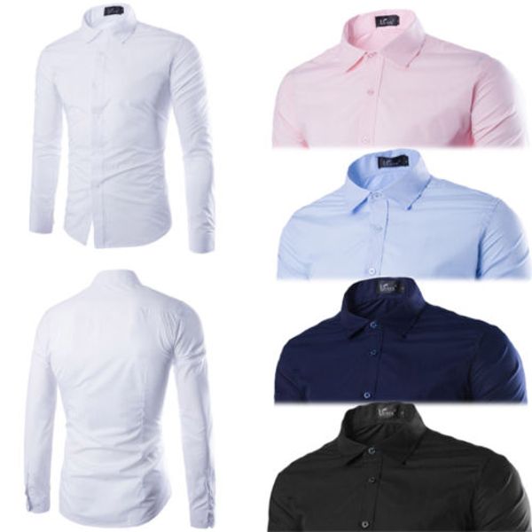 

fashion men's long sleeve slim fit v neck shirt business work shirts luxury blouses formal casual solid