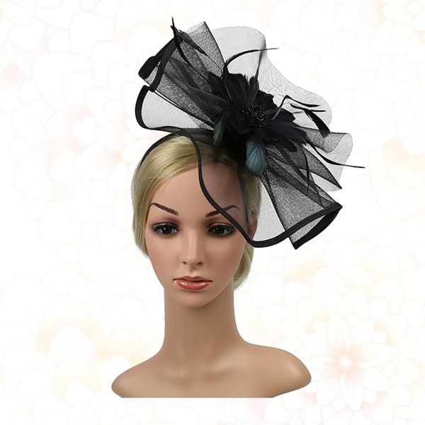 Elegant Mesh Legging Flower Head Band Feather Hair Hoop Banquet