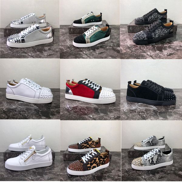 

2020 new luxury red bottom rivet shoes men women casual shoe studded spikes fashion insider leather low boots designer sneaker big size34-48, Black