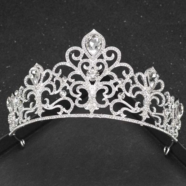 

2020 european style zircon crown silver color rhinestone headdress ladies handmade bride wedding hair accessories, Golden;white