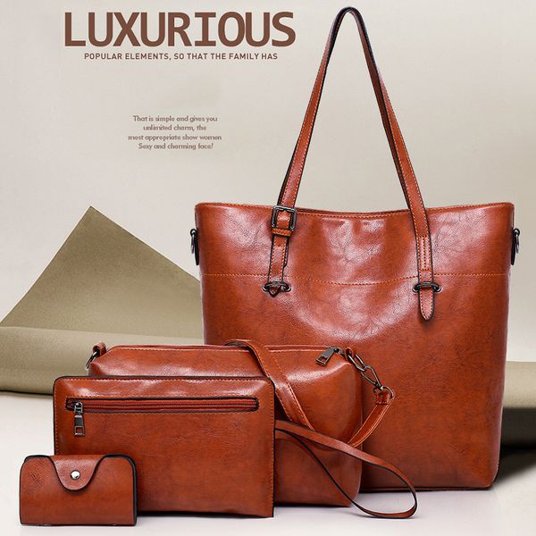

maioumy woman messenger bag 4sets pu leather handbags 4pcs female large capacity travel totes shoulder bag