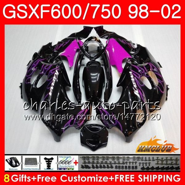 

body for suzuki katana gsxf 750 600 gsxf600 98 99 00 01 02 2hc.67 gsx750f gsx600f gsxf750 1998 1999 2000 2001 2002 fairing pink flames kit