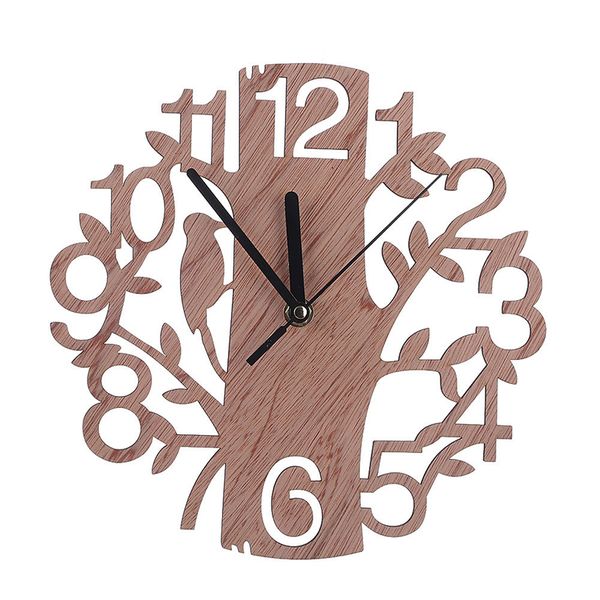 

creative design tree wall clock 3d needle hollow circular wooden wall clock simple hanging ornaments home decor