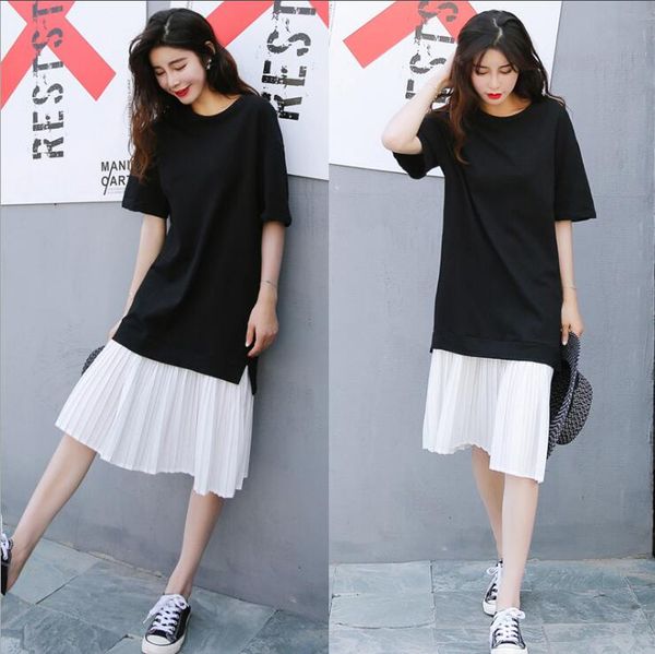 

2019 new arrive summer maternity dress woman chiffon patchwork large size dresses pregnant woman dress md-01428, White