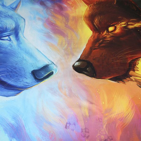 

3d icy wolf bedding set 3pcs lion art cover twin full  king size 72xf