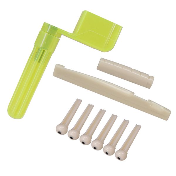 

1 set acoustic guitars slotted saddle nut white with bridge pins and string winder