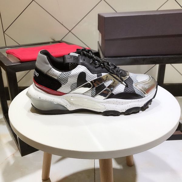 

genuine fashion casual men's designer black camouflage multi color printed stripe lattice lace up low shoes brand