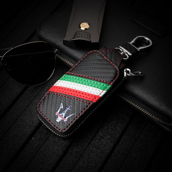 

kunbaby men/women's new fashion carbon car keys bag keys chains case holder leather key wallet for maserati 1