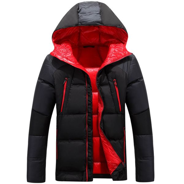

2019 winter hooded duck down jackets mens warm thick quality down coats male winter overcoat parkas man jackets, Black