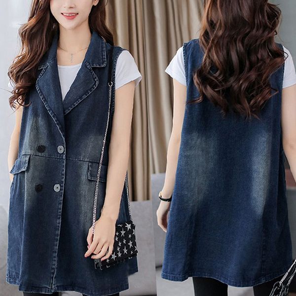 

jaycosin korean design women denim vest slim fit sleeveless button cowboy jacket coat harajuku wild streetwear outwear 19july30, Black;white