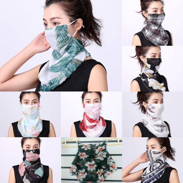 

0y2vp women scarf face mask silk chiffon handkerchief outdoor windproof sunshade face dust veil mask masks scarf dust half, Black