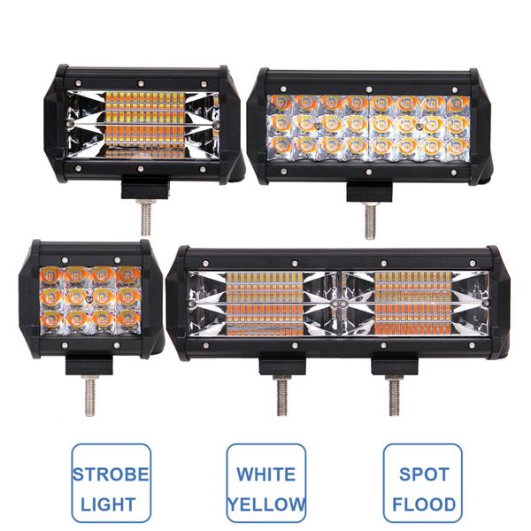 

strobe flash led work light bar 12v 24v 4 5 6.5 9 inch car truck suv boat atv 4x4 trailer wagon pickup driving warning fog lamp