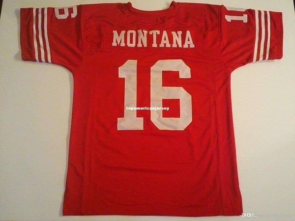 

retro custom sewn stitched #16 joe montana red mitchell & ness jersey s-5xl,6xl men's football jerseys rugby, Black;blue