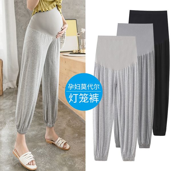 

931 # материнство штаны лето сплошной цвет свободный стиль регулируемый эластичный пояс живота поддержки брюки для беременных брюки, White