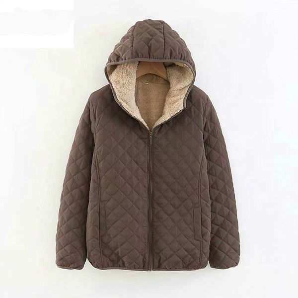 

women's down & parkas women 2021 fashion autumn winter faux plush liner warm short jacket female hooded zipper plus size coat outwear, Black